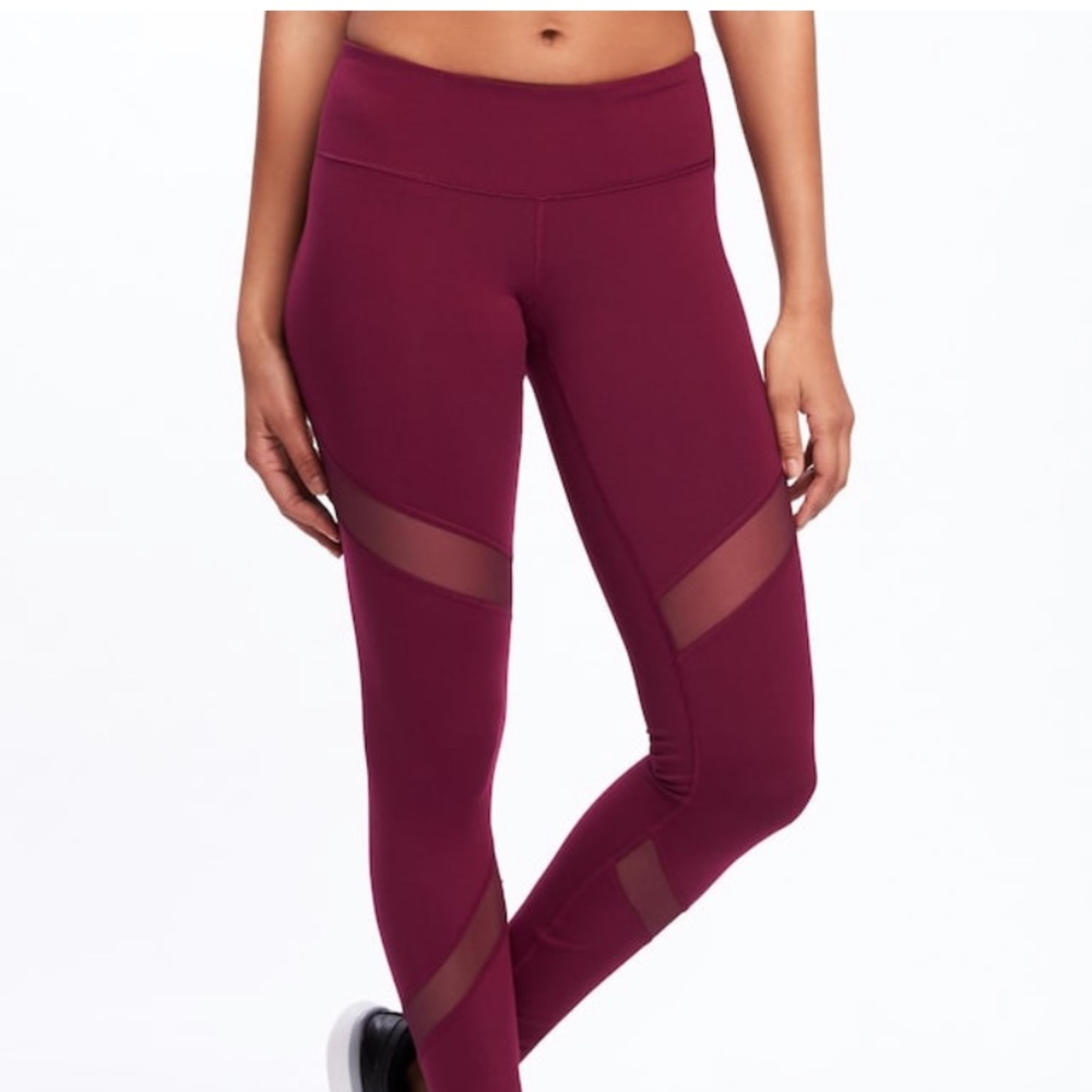 Mid rise mesh paneling compression leggings